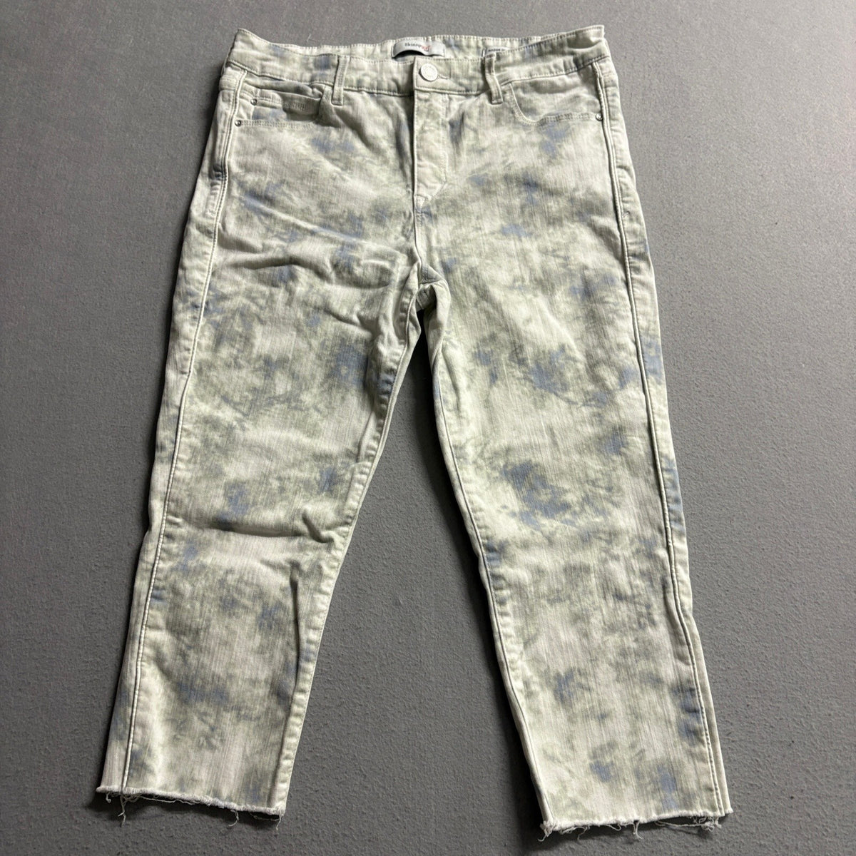 Skinnygirl Maggie Skinny Ankle Jeans Womens Size 30 / 10 Tie Dye Raw Hem Denim