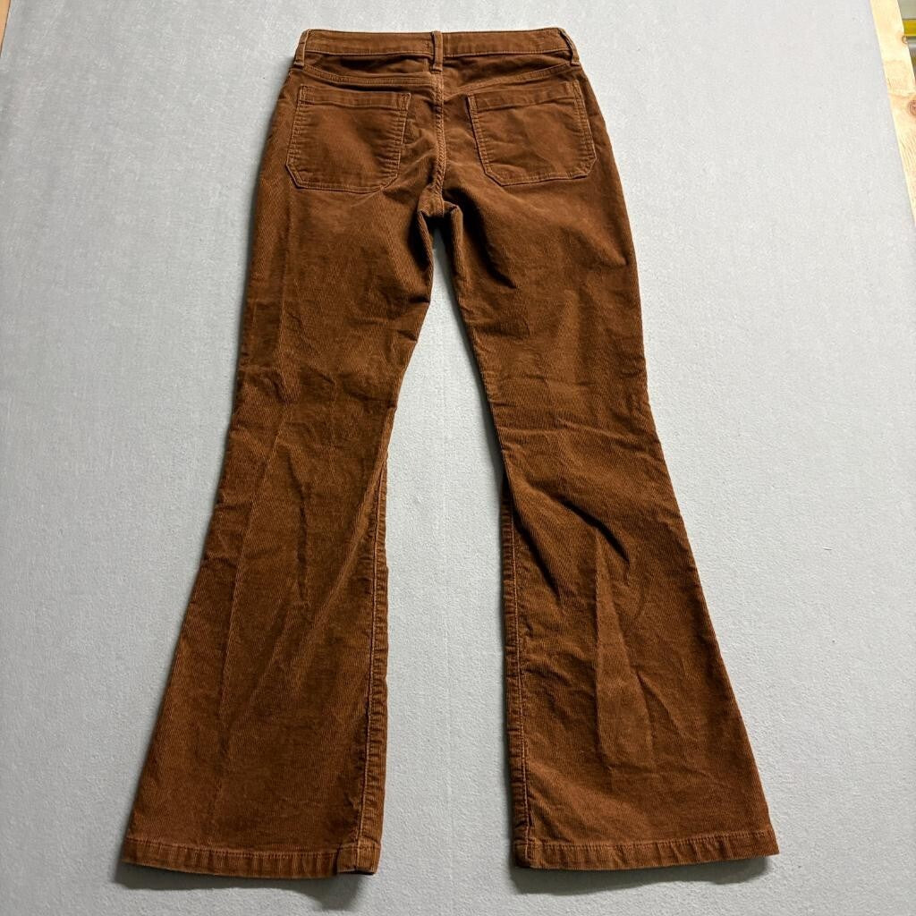 Gap Kids Girls Size 16 Flare High Rise Corduroy Pants Brown Stretch Adjustable