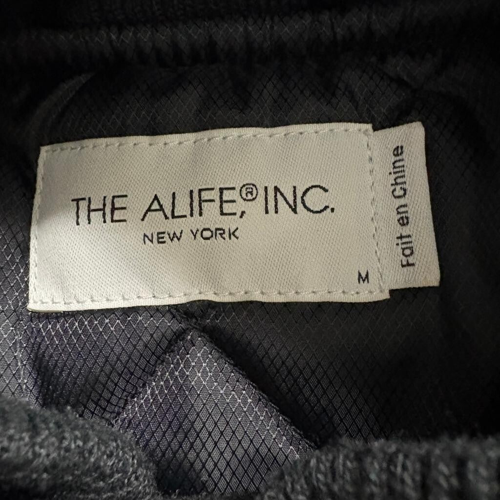Alife NY Mens Varsity Jacket Medium Black Grey Wool Blend Letterman Snap Button