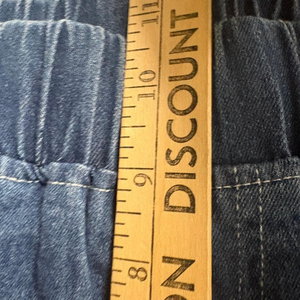 Unbranded Girls Wide Leg Jeans Size XS Blue Denim Elastic Waist Pull On Pants