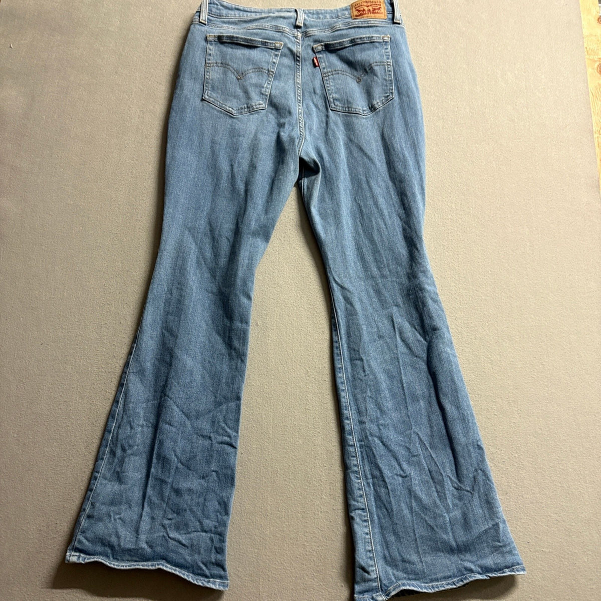Levis 726 Flare Jeans Womens Size 33 Blue Denim Distressed Ripped Knee High Rise