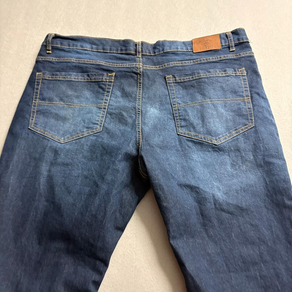 Beverly Hills Polo Club Jeans Mens 42x32 Blue Stretch Denim Straight Leg