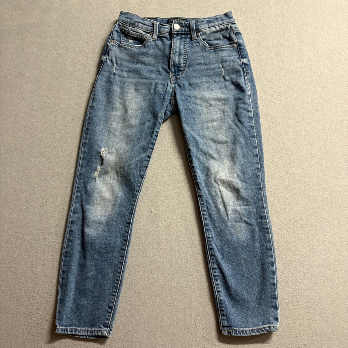 Lucky Brand Bridgette High Rise Crop Jeans Womens Size 2 26 Blue Distressed