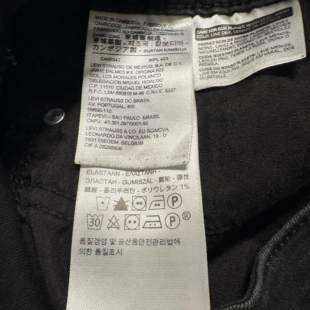Levi's 711 Skinny Jeans Womens 25 Black Denim Stretch Slim Fit Pants