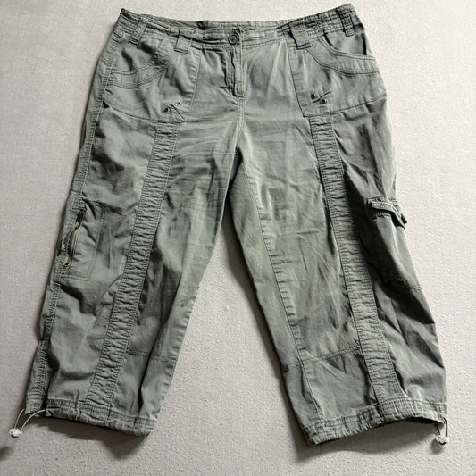 Style & Co Petite Cargo Pants Womens 14P Green Capri Cropped Drawstring Hem