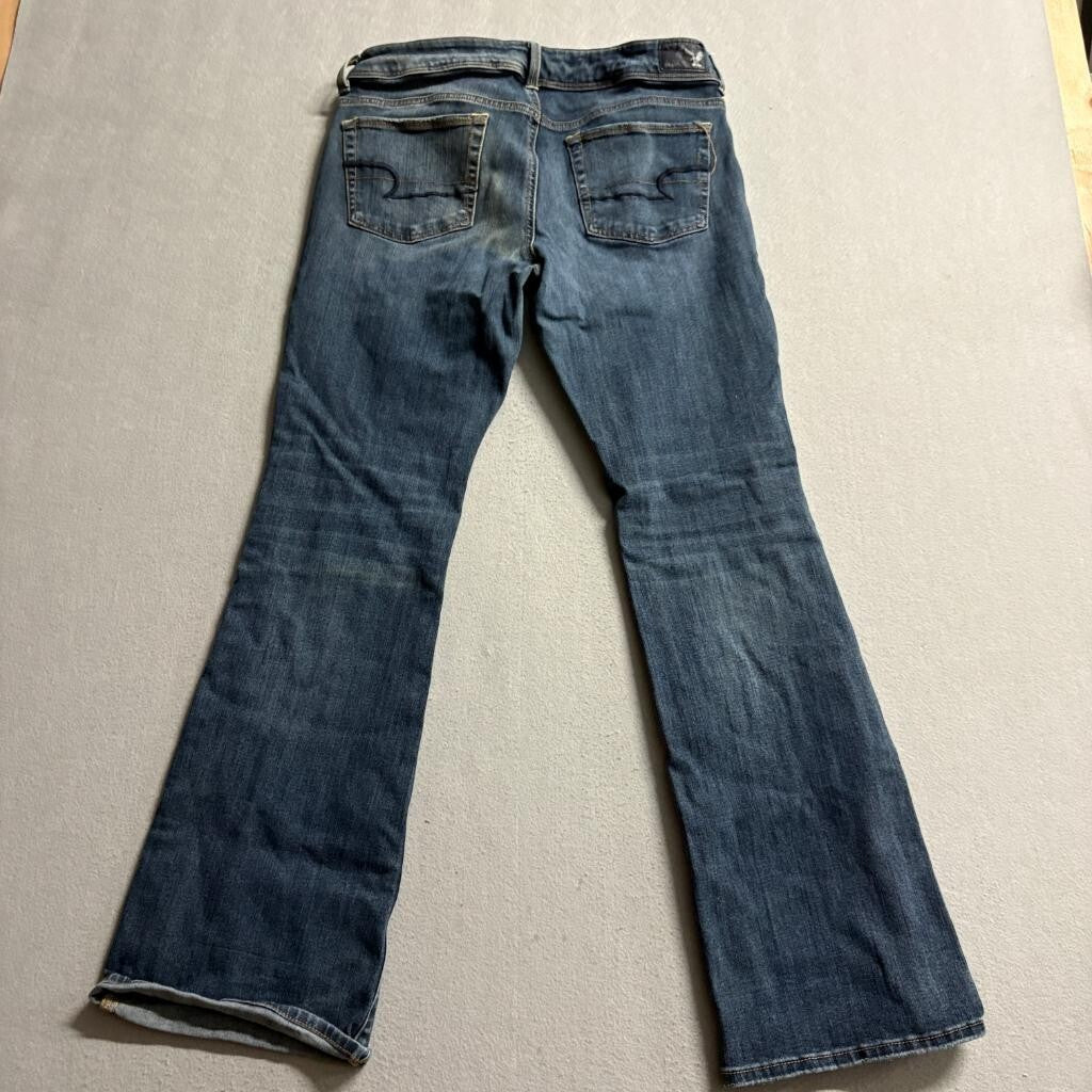American Eagle Kick Boot Jeans Womens Blue Super Stretch Denim Flared Pants