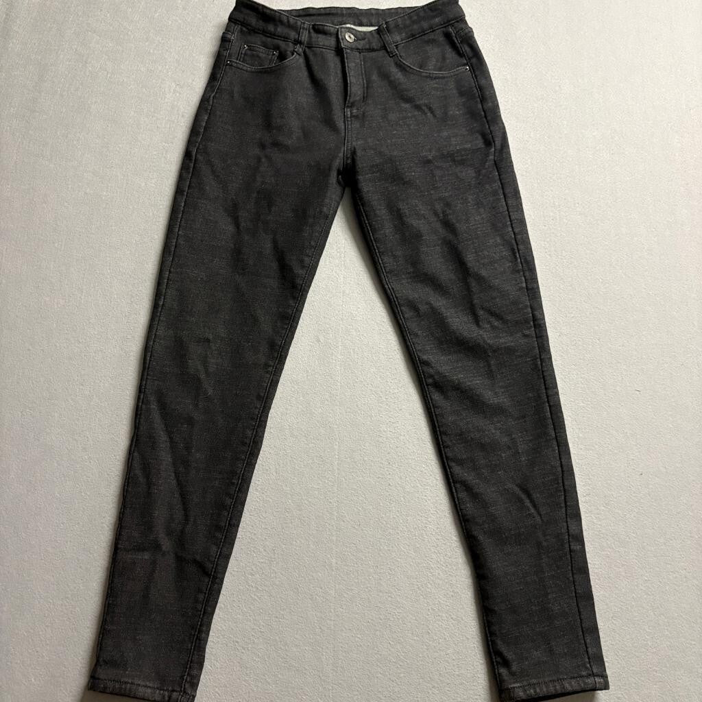 New Lead Jeans Womens L Black Fleece Lined Skinny Denim Pants Warm Winter