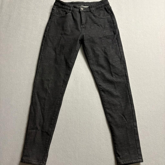 New Lead Jeans Womens L Black Fleece Lined Skinny Denim Pants Warm Winter