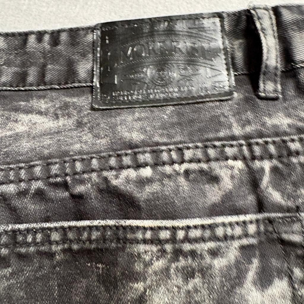 Smoke Rise Mens Distressed Bleach Splatter Jeans Black White Size 40x30