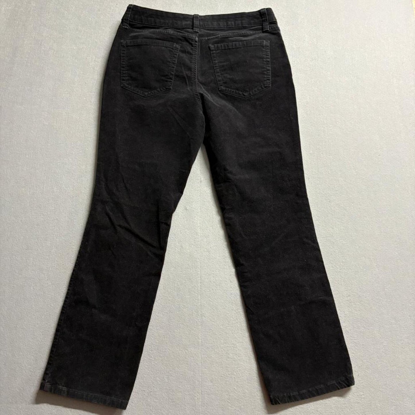 St John's Bay Corduroy Pants Womens 12P Black Straight Leg Stretch Corduroy