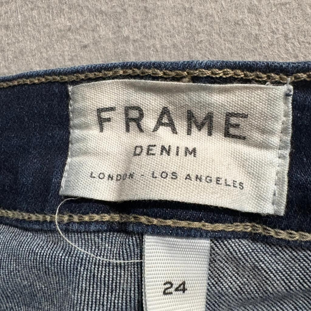 Frame Denim Le Skinny de Jeanne Crop Jeans Womens 24 Dark Wash Stretch Blue