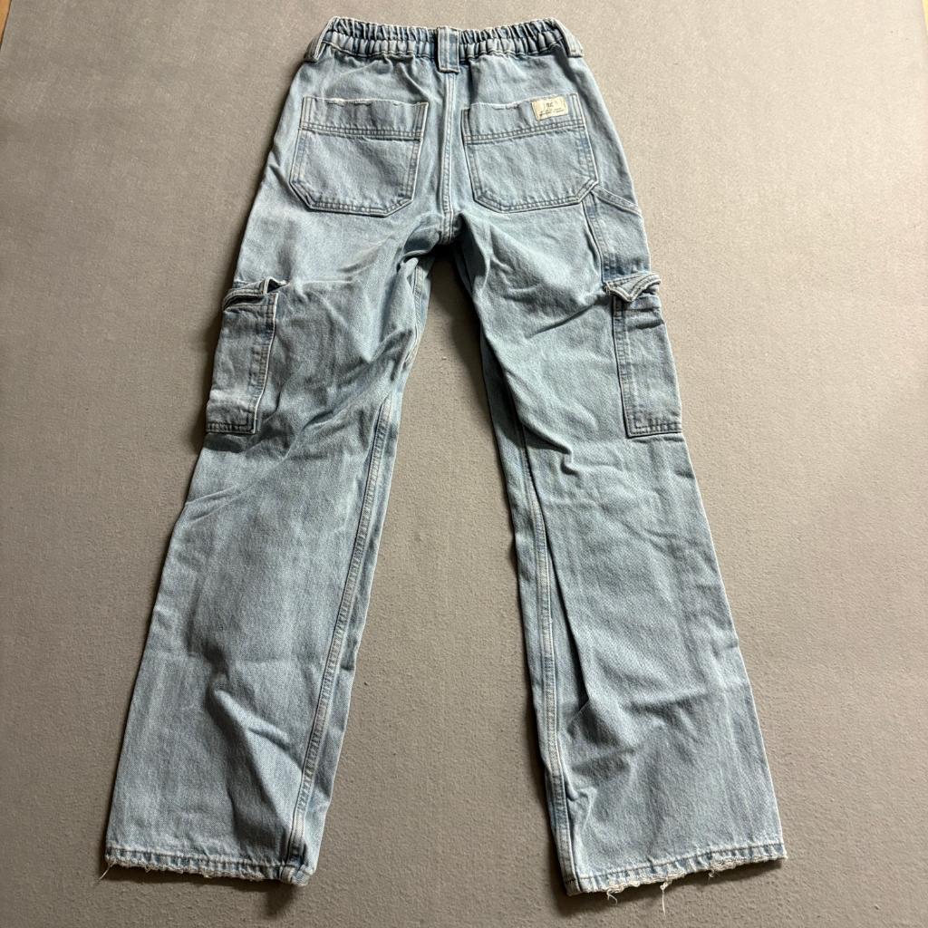 BDG Urban Outfitters Skate Cargo Jeans Womens W24 L32 Light Wash Elastic Waist