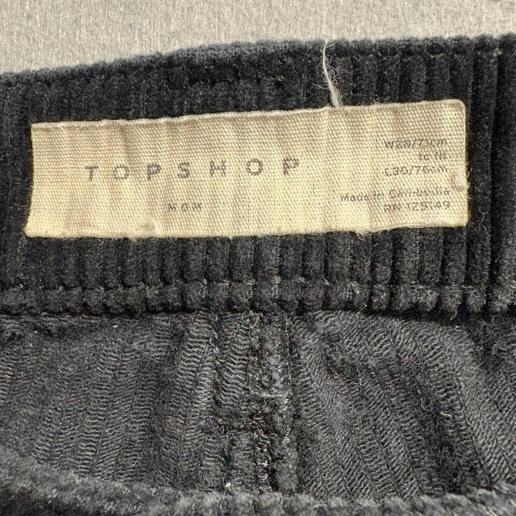 Topshop Mom Corduroy Pants Womens W28 L30 Black Distressed Ripped Knee Cord