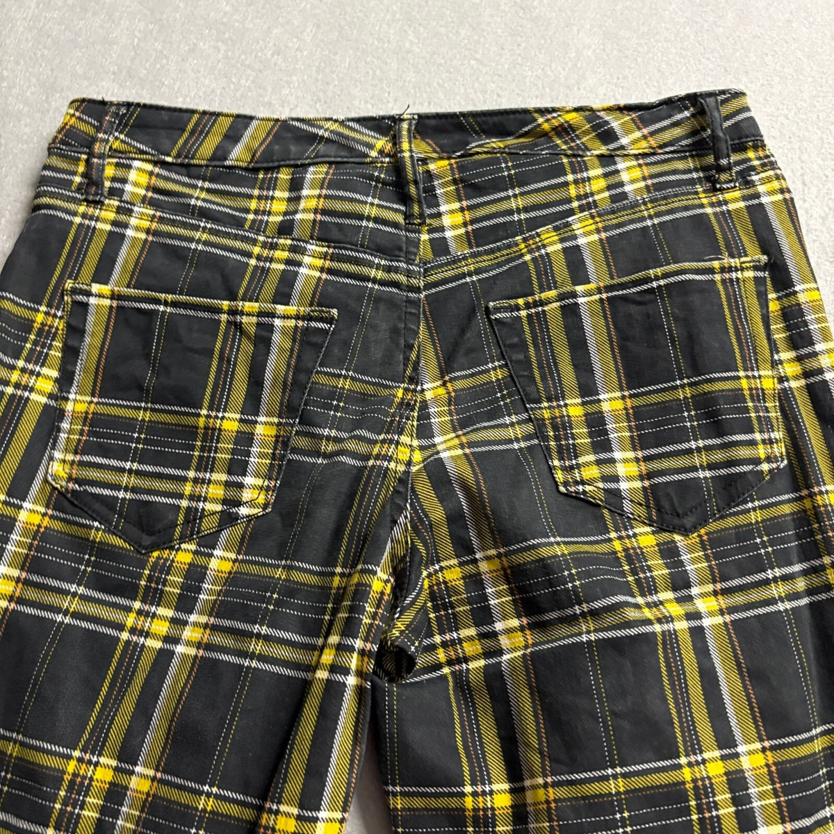 Wild Fable Plaid Skinny Pants Womens Size 4 Black Yellow Tartan Check Stretch
