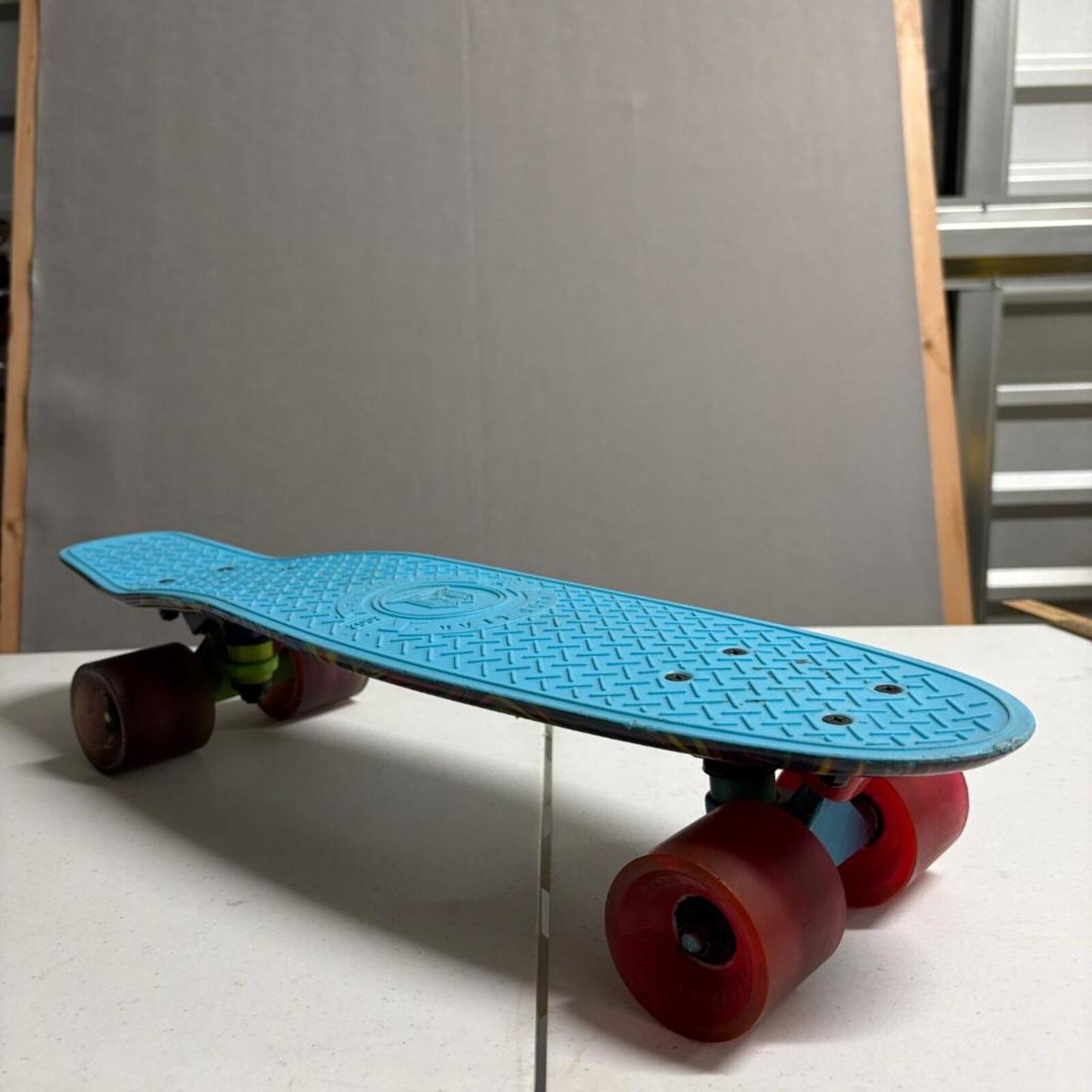 Madd Gear Retro Plastic Cruiser Skateboard 22 Inch Blue Deck Tie Dye Bottom