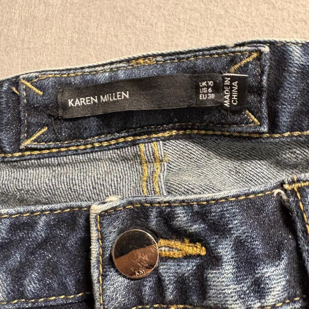 Karen Millen Skinny Jeans Womens US 6 Blue Acid Wash Denim Stretch