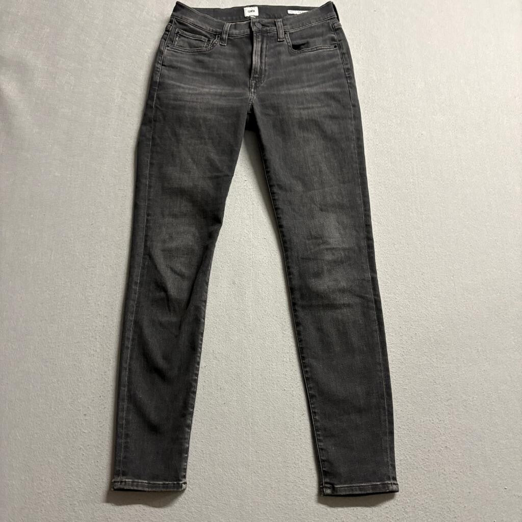 Edwin Pixie 9 Inch Mid Rise Skinny Jeans Womens Size 26 Gray Stretch Denim