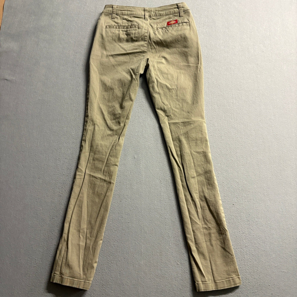 Dickies Girl Chino Pants Womens 0/24 Khaki Beige Stretch Slim Straight Workwear
