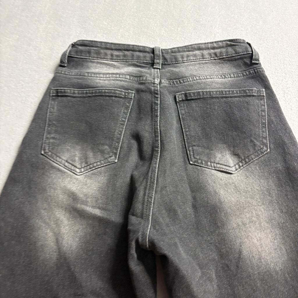 S-Bin Jeans Womens Small Gray Acid Wash Wide Leg High Rise Denim Pants
