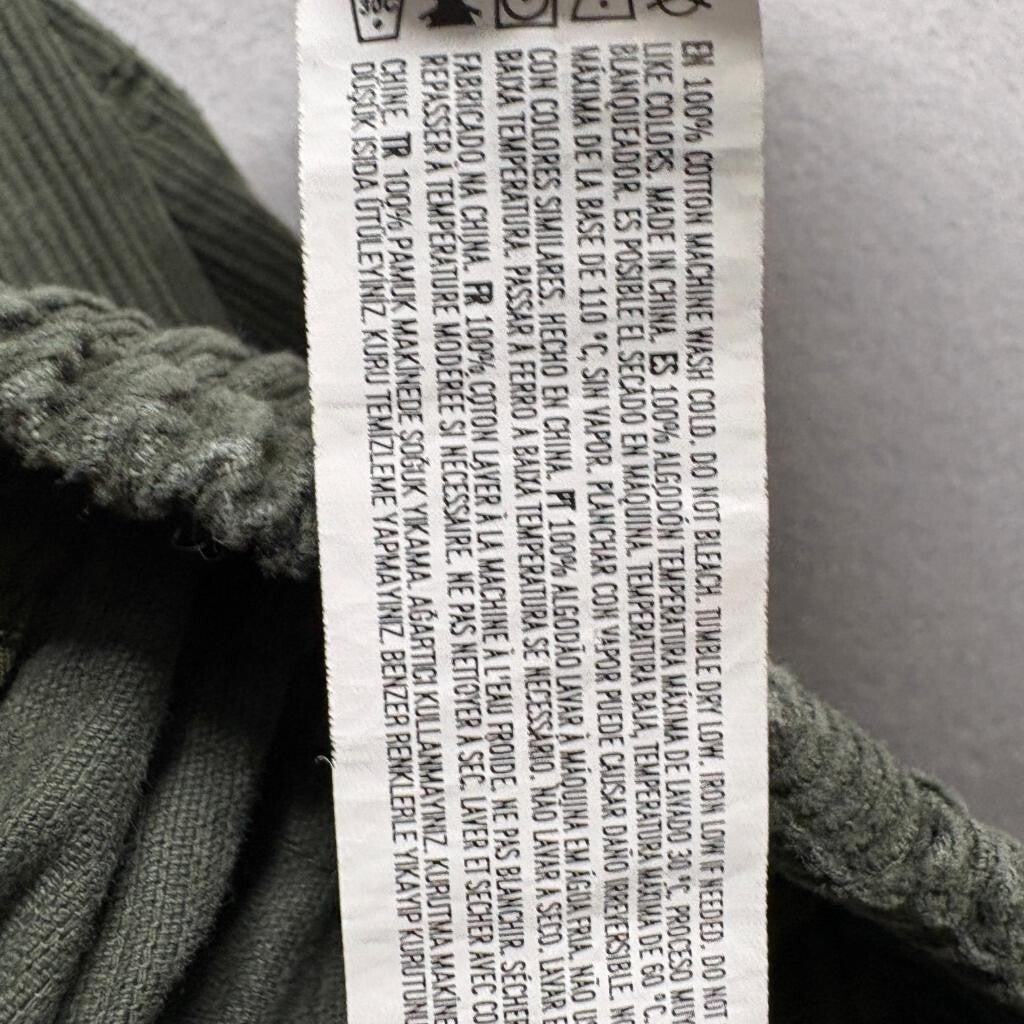 Forever 21 Corduroy Cargo Pants Womens Large Olive Green Wide Leg Y2K Utility