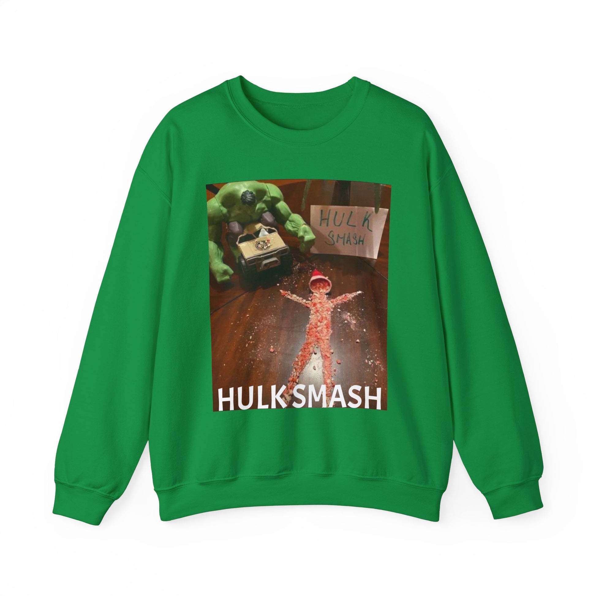 Hulk Smash Ugly Christmas Sweater Unisex Heavy Blend Crewneck Sweatshirt Printify