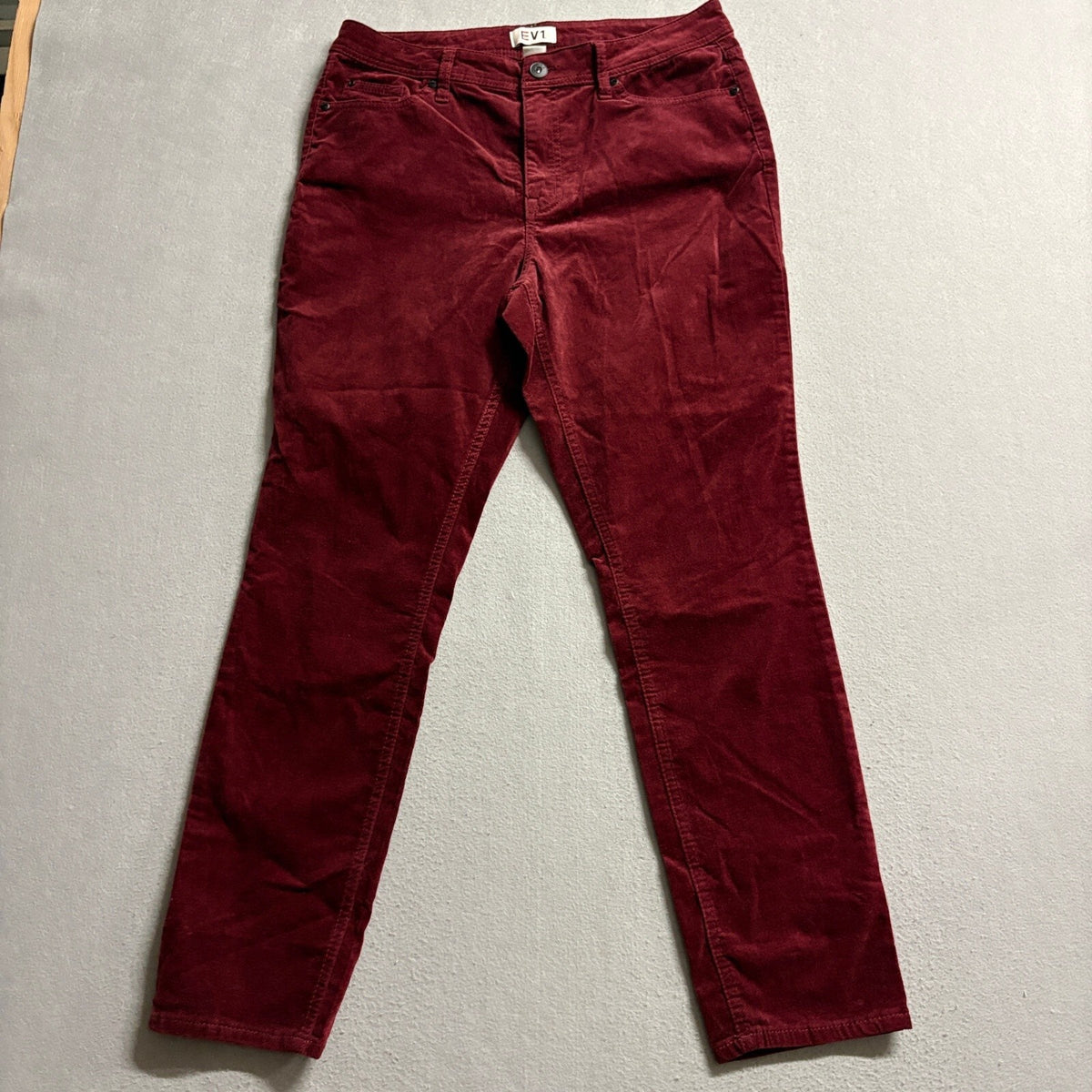 EV1 Ellen DeGeneres Preston High Rise Skinny Corduroy Pants Womens Size 14 Red