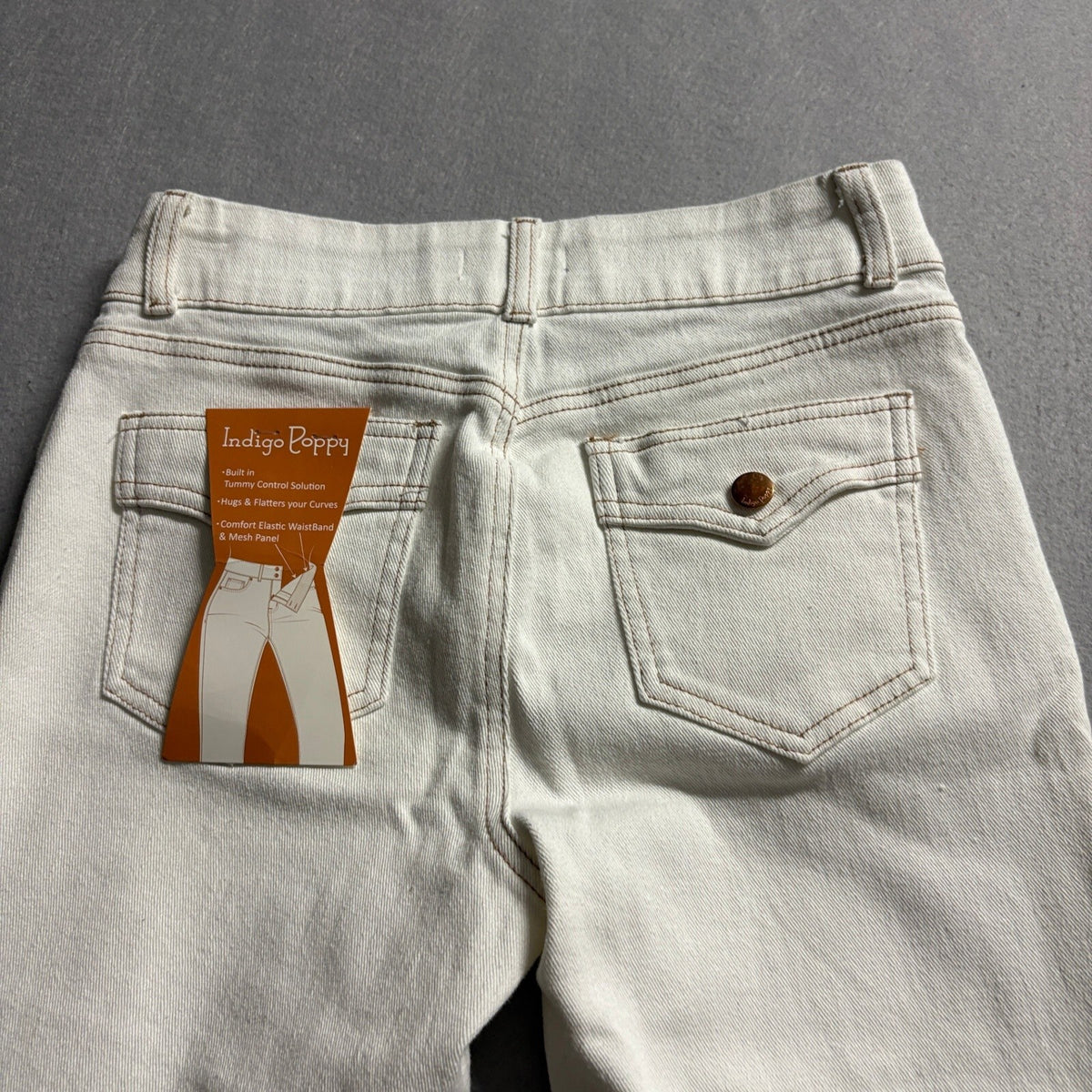 Indigo Poppy Girls White Skinny Stretch Denim Jeans Size 8 Tummy Control