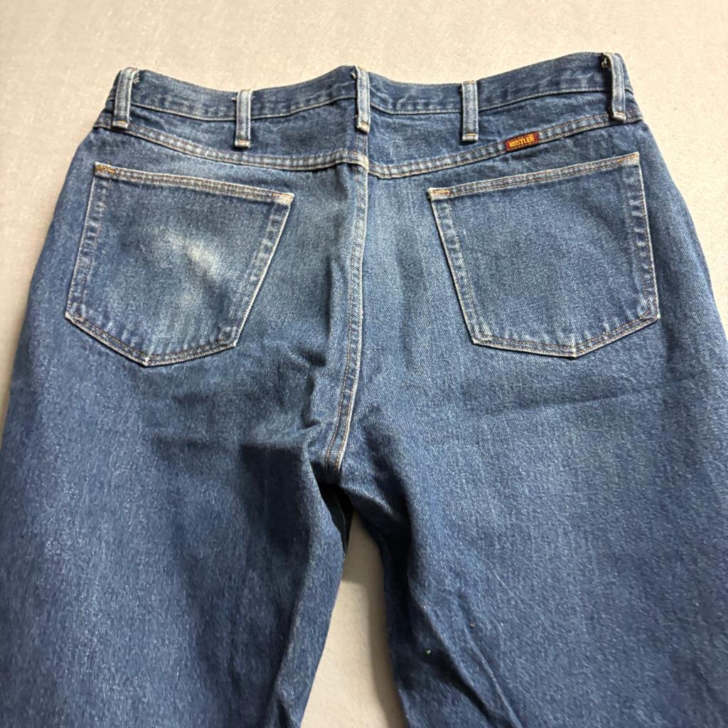 Rustler Mens Blue Denim Jeans 38x34 Straight Leg Workwear Cotton