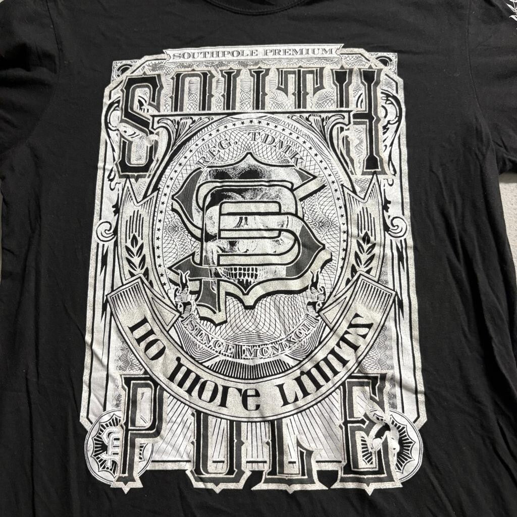Southpole T-Shirt Mens Medium Black Graphic Print No More Limits Skull Cotton