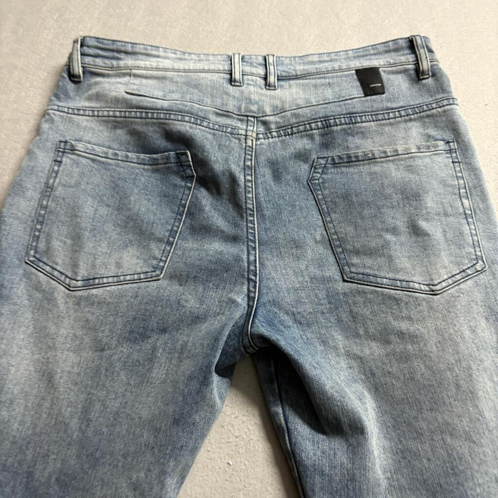 Zanerobe Joe Blow Jeans Mens 32 Blue Denim Stretch Ribbed Cuff Tapered Jogger
