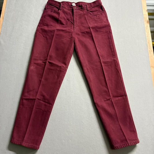 Vintage Rodin Jeans Womens 38 Burgundy Red Denim High Rise Straight Leg Made USA