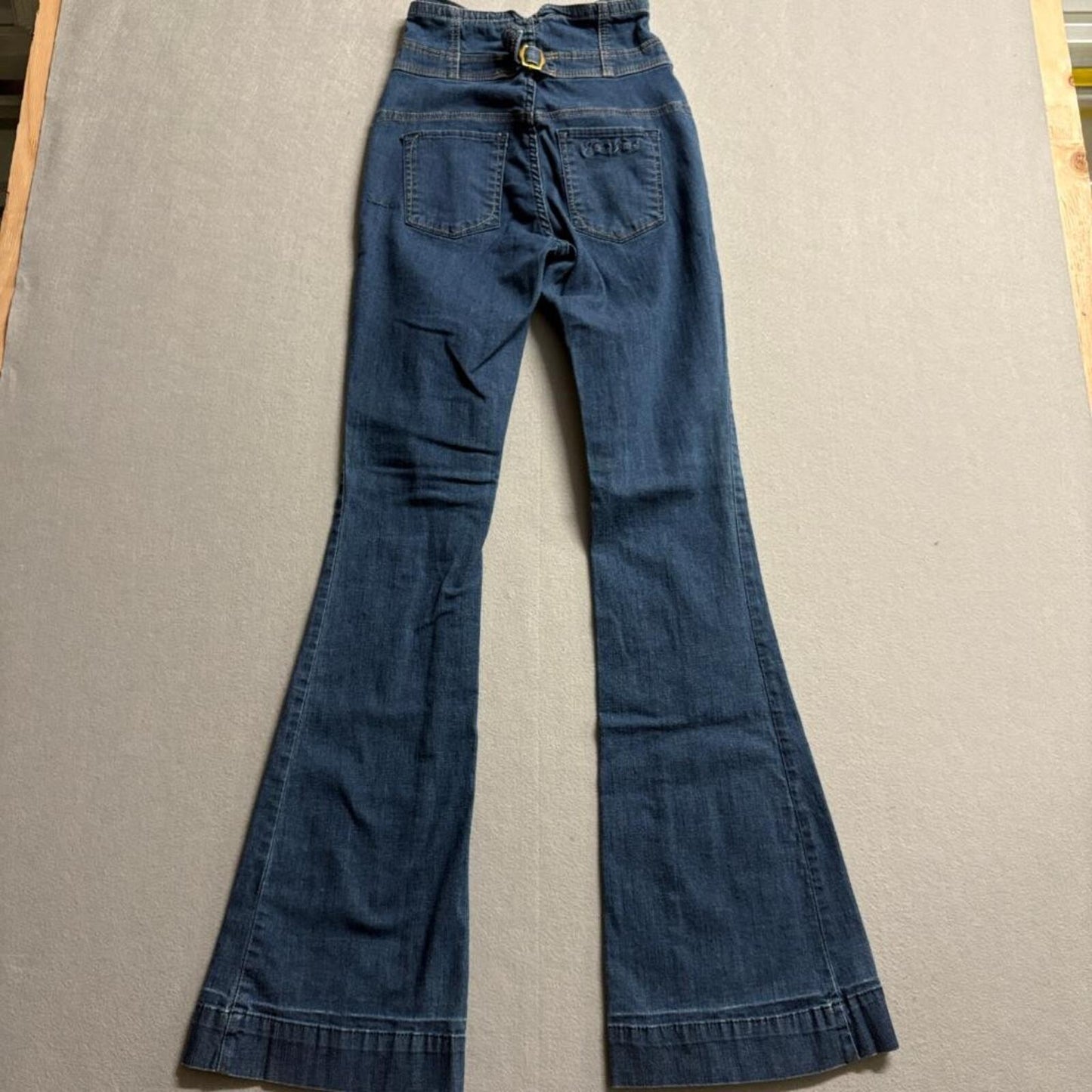 Guess Jeans Womens High Waist Flare Leg Denim Blue Stretch Corset Back Size 24