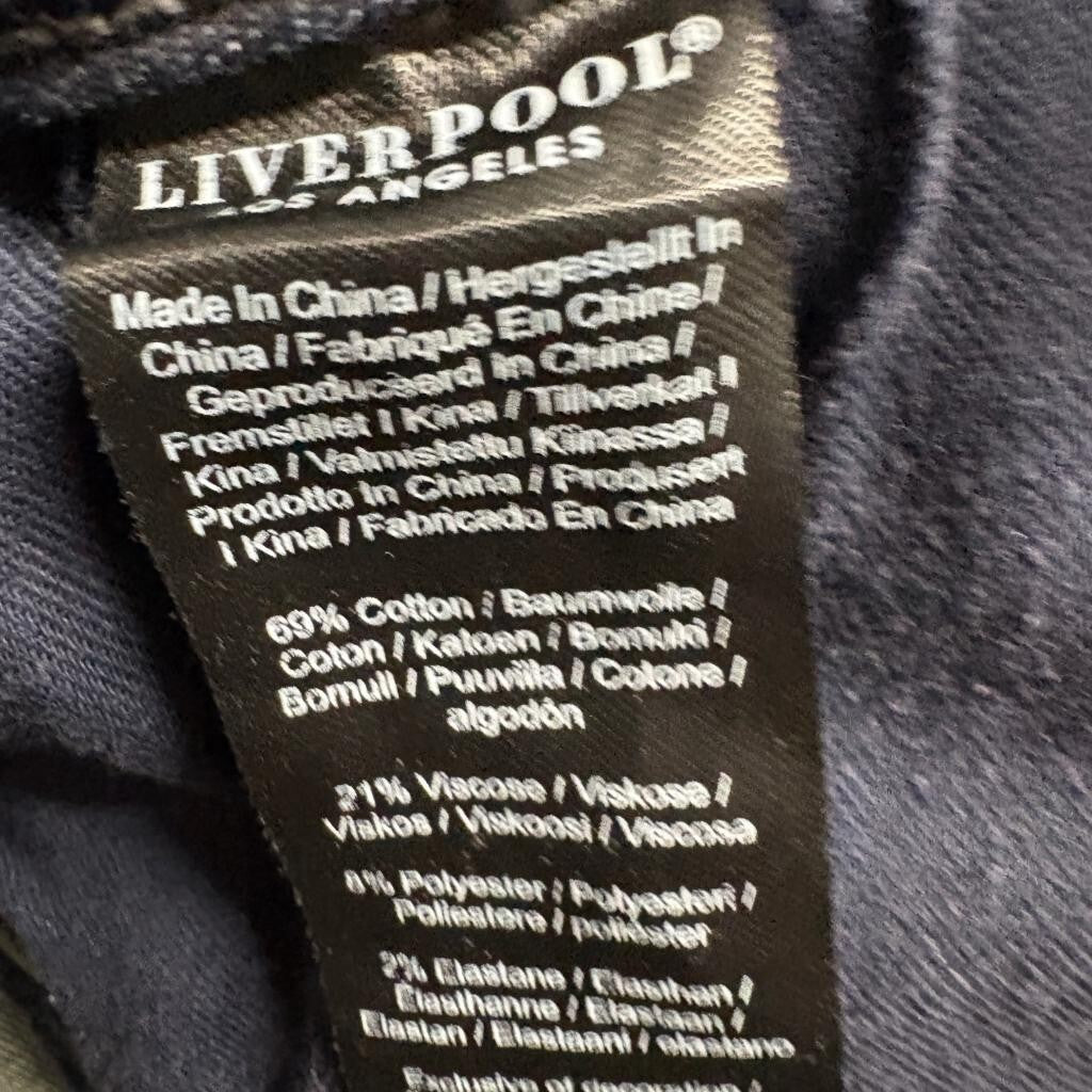 Liverpool Los Angeles Skinny Jeans Womens 14/32 Eco Logical Dark Acid Wash Blue