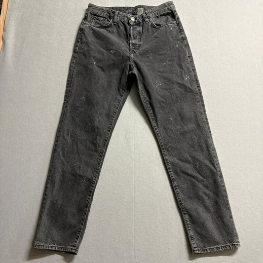 H&M &Denim Vintage Fit High Waist Jeans Womens Size 30 Gray Studded Starburst