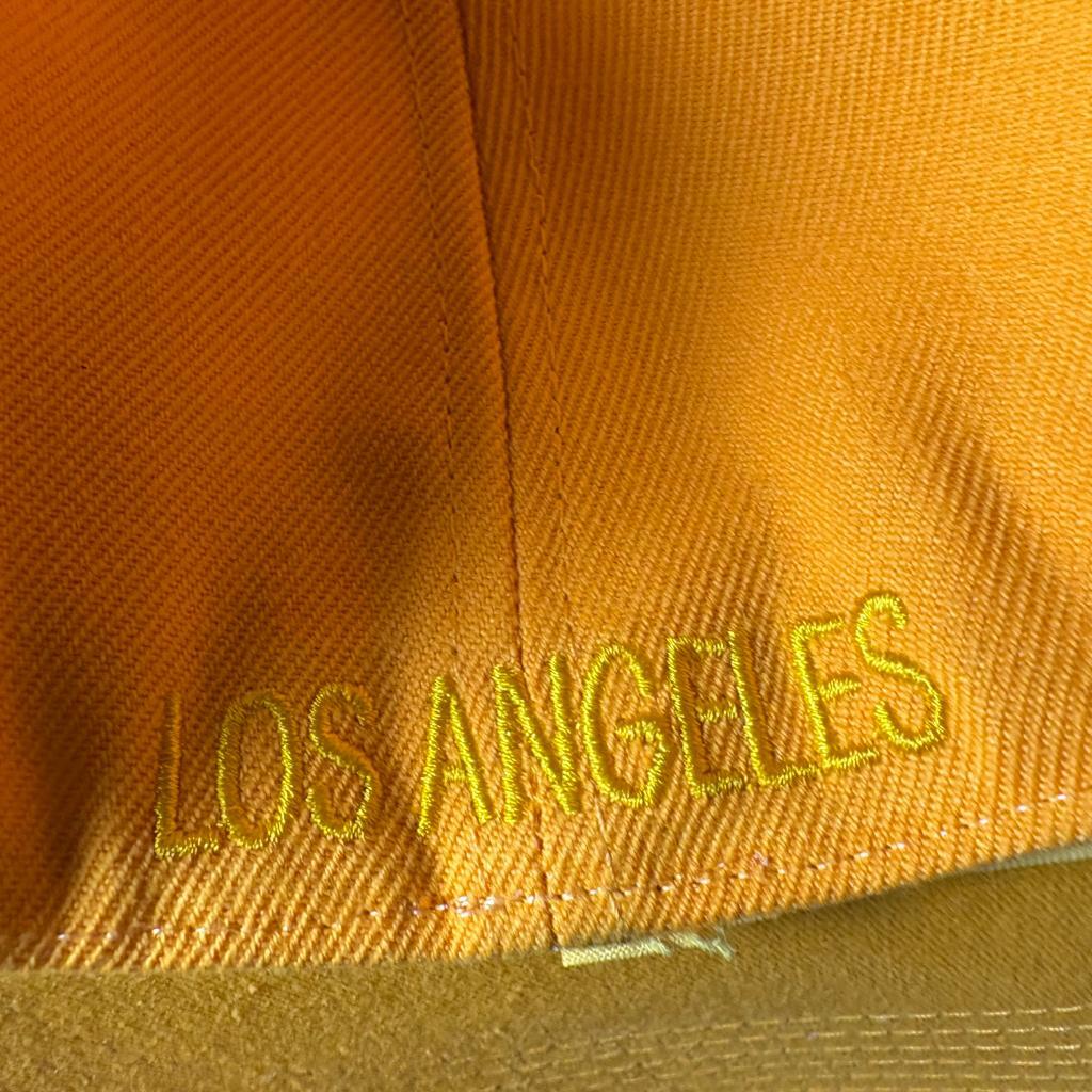 Los Angeles Lakers JFH Headwear Fitted Hat Size M Yellow Purple Argyle Cap