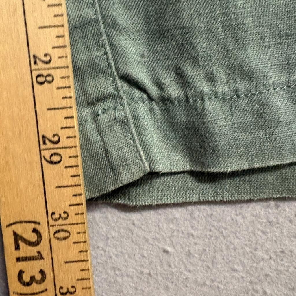 Lands End Linen Pants Womens 18 Green Wide Leg Elastic Waist Pull On Casual