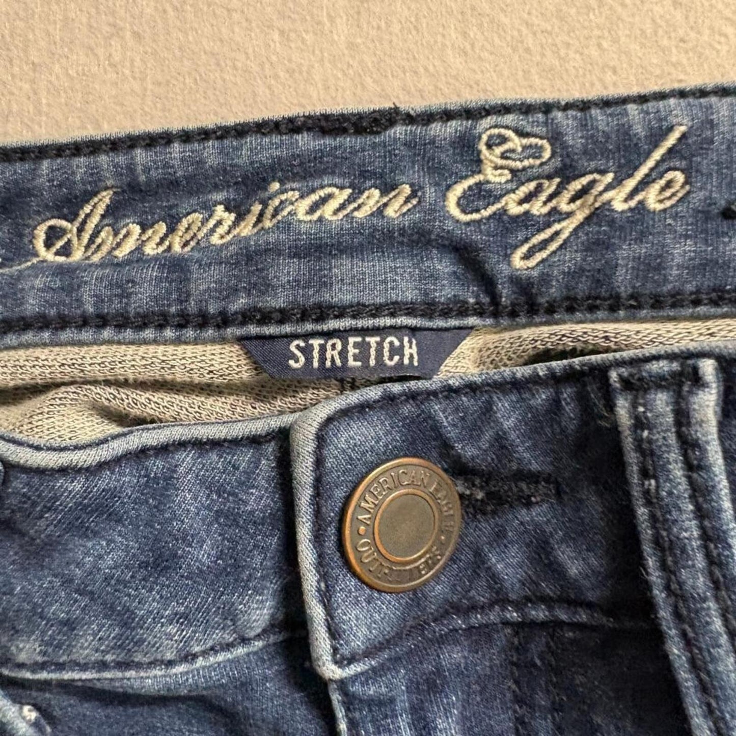 American Eagle Stretch Jegging Jeans Womens Size 0 Regular Blue Denim Low Rise