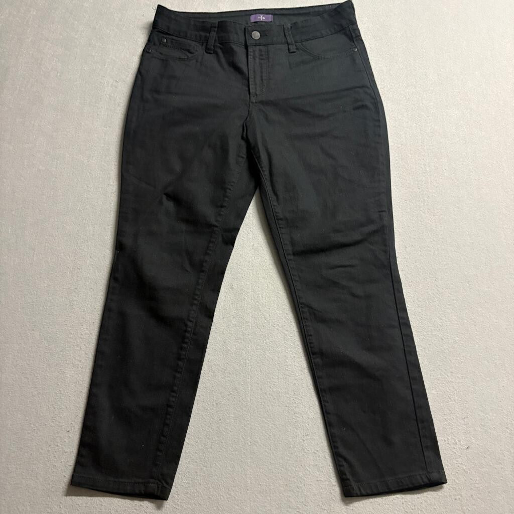 NYDJ Black Ankle Jeans Womens 6P Petite Stretch Denim Slim Straight Leg Pants