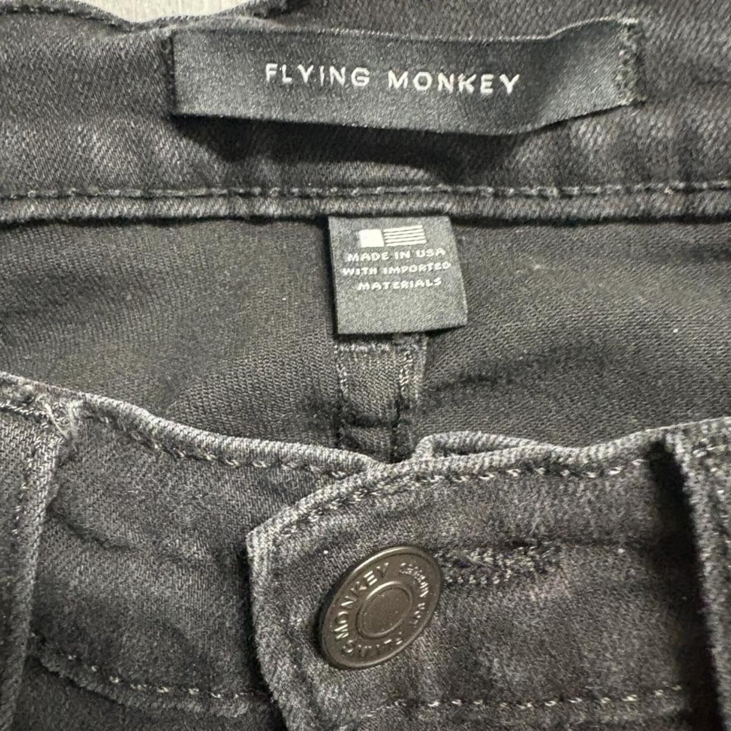 Flying Monkey Jeans Womens 24 Black Skinny Denim Made in USA Stretch