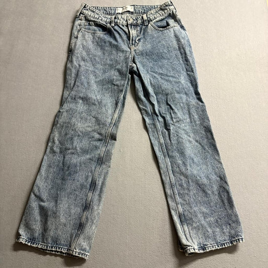 Hollister Low Rise Baggy Jeans Womens 6S W28 Short Acid Wash Blue Denim Cotton