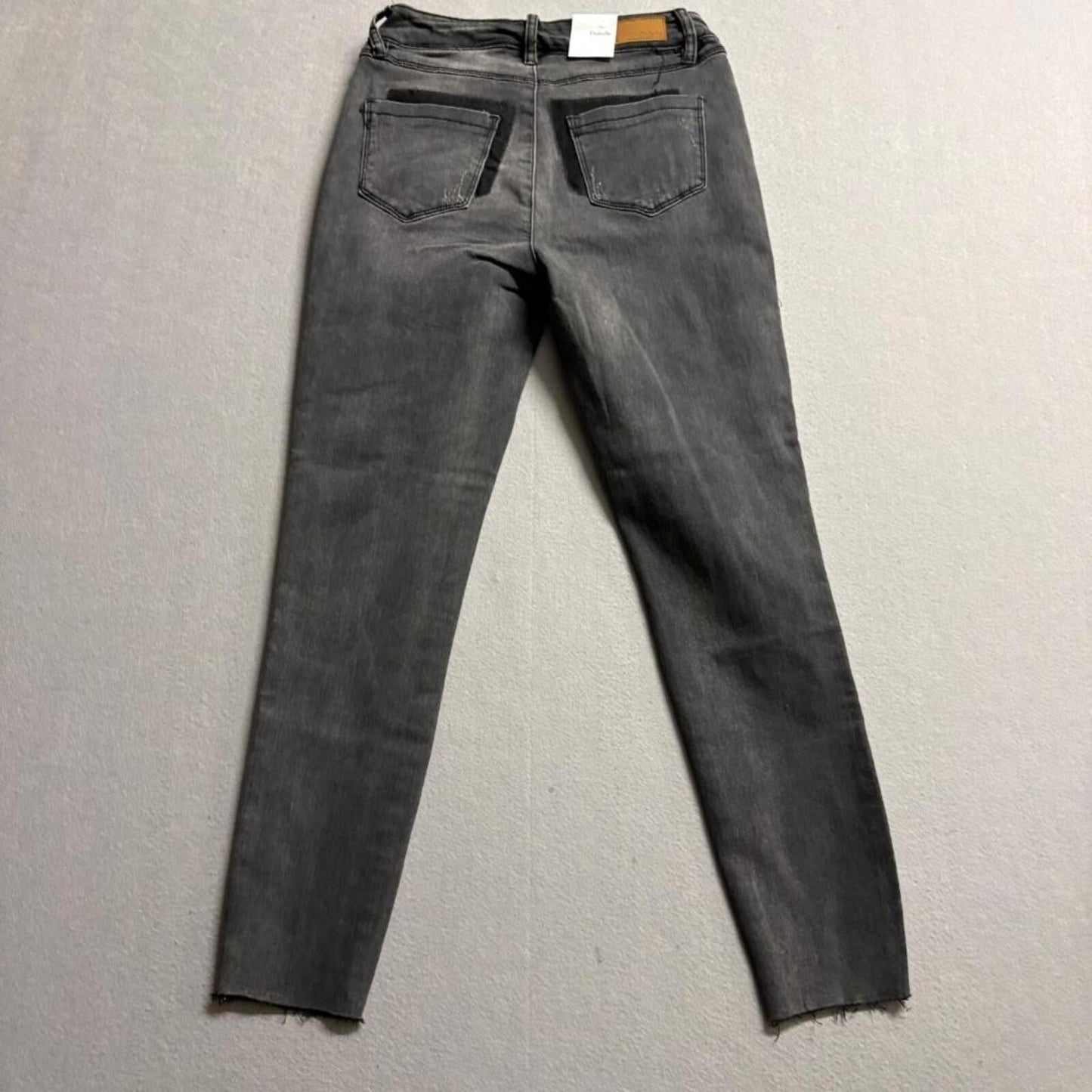 Dulce Be Skinny Jeans Womens Size 5 Dark Black Grey Raw Hem Stretch Denim New