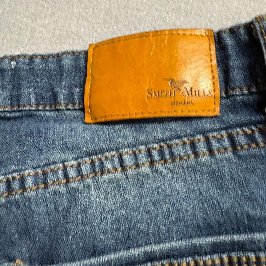 Smith & Mills Denim Mens Jeans 32x32 Blue Stretch Straight Leg Cotton Blend