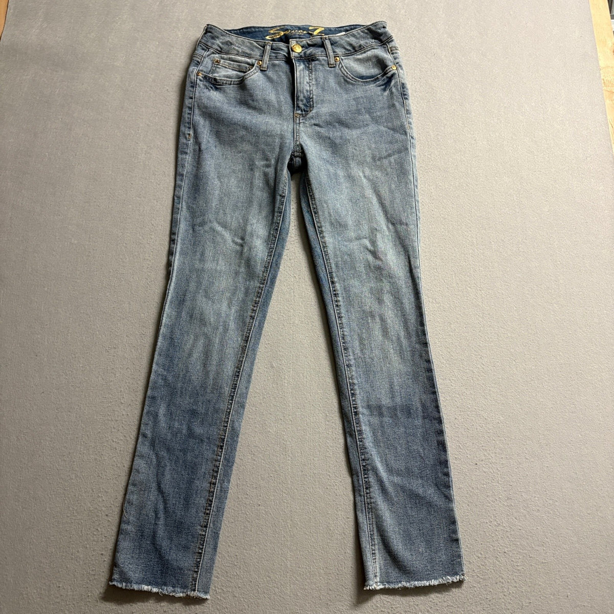 Seven7 Jeans Womens Size 4 Blue Weekend Slim Fit Raw Hem Denim Stretch Pants
