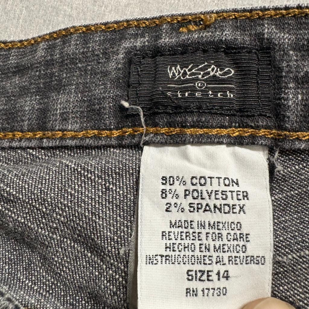 Mossimo Stretch Jeans Womens Size 14 Gray Denim Crop Wide Leg Mid Rise