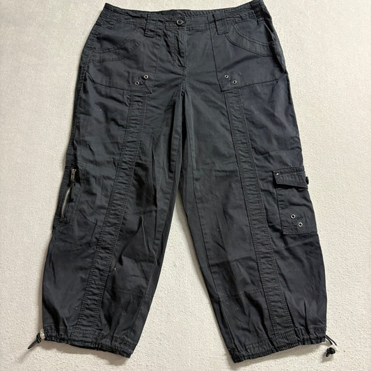 Style & Co Womens Cargo Pants Size 8 Black Capri Cropped Drawstring Hem Y2K