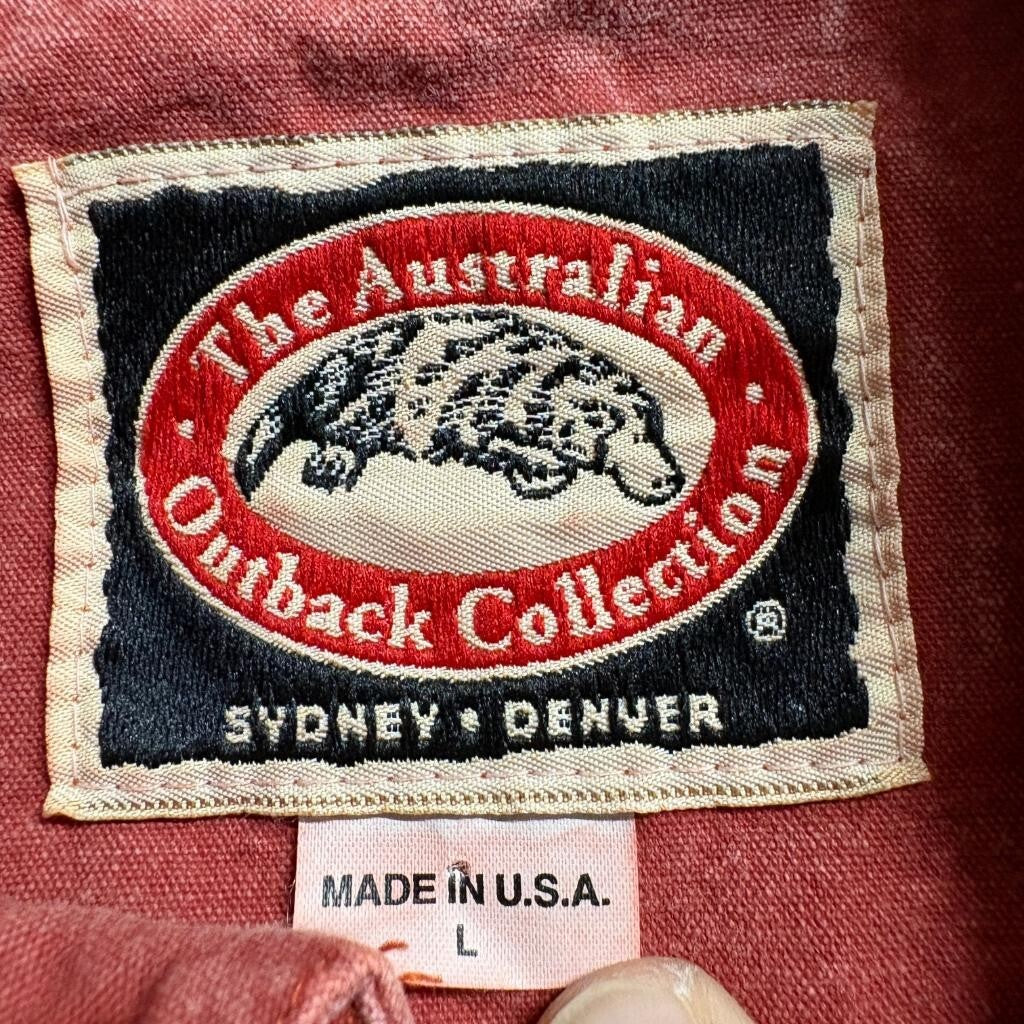 Australian Outback Collection Shirt Mens Large Red Cotton Canvas Western