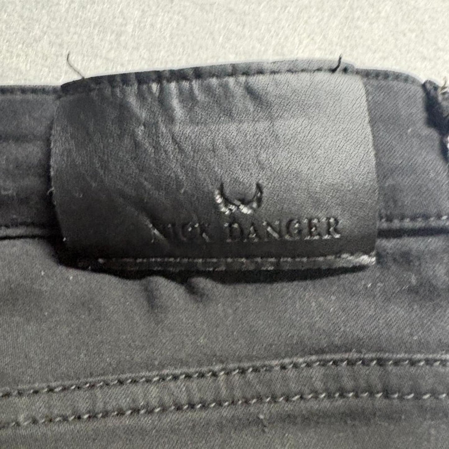Nick Danger Mens Moto Jeans 32x30 Black Stretch Slim Fit Biker Denim