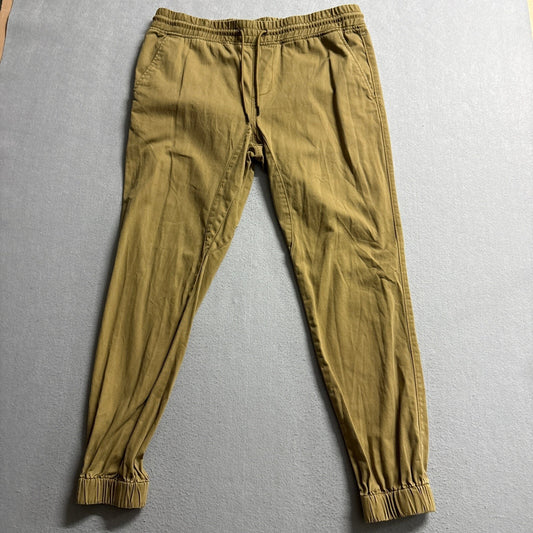 Aeropostale Mens Jogger Pants Large Tan Khaki Cotton Elastic Waist Drawstring