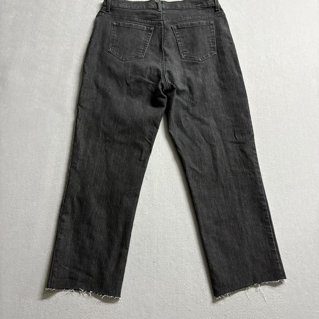 Gloria Vanderbilt Amanda Jeans Womens 10 Long Black Denim High Rise Raw Hem