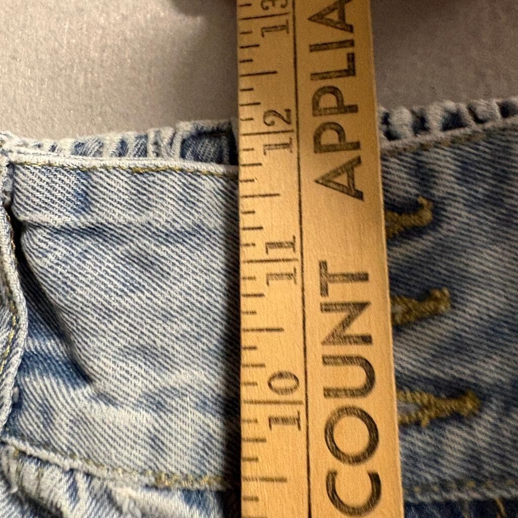 Unbranded High Waist Wide Leg Jeans Womens Size M Light Wash Raw Hem Elastic